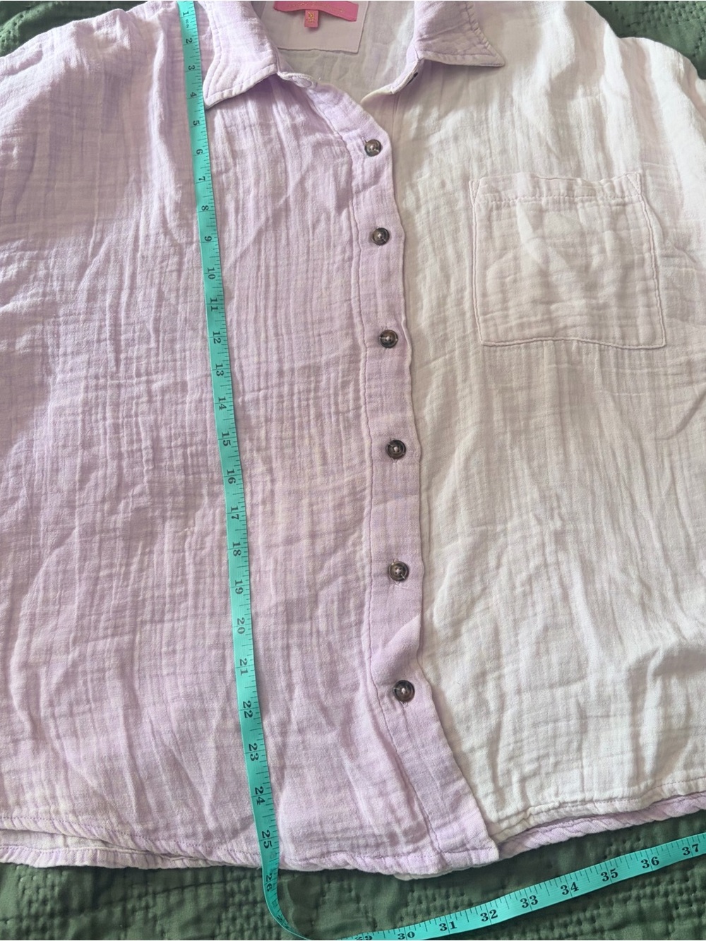 Simply Southern Colorblock Gauze Button Down Shirt Medium Purple Pastel - Picture 6 of 7